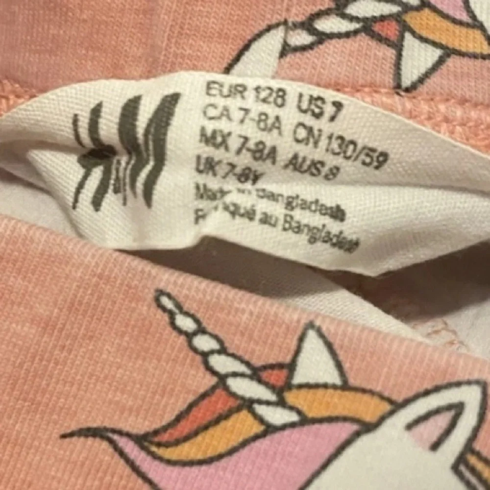 H&M Girls Size 6-7 Unicorn Pink Long Sleeve Shirt & Leggings Set